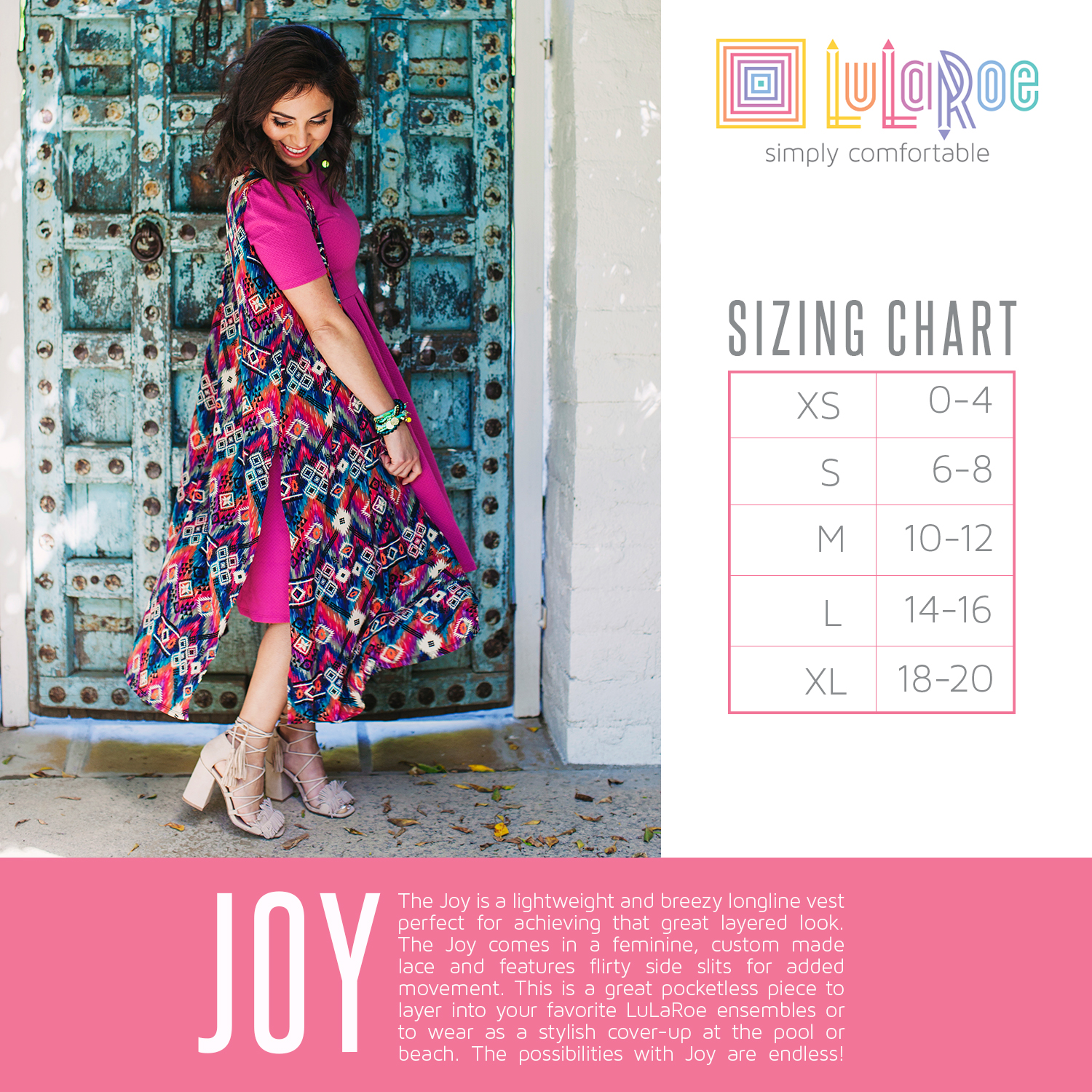 Lularoe Joy Vest Size Chart